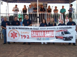 Parte da equipe municipal do Salvar/Samu-192 durante apresentao do programa  comunidade