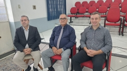 Deputado Ronaldo Nogueira, pastor Eli Rosa e prefeito Leonardo Betin
